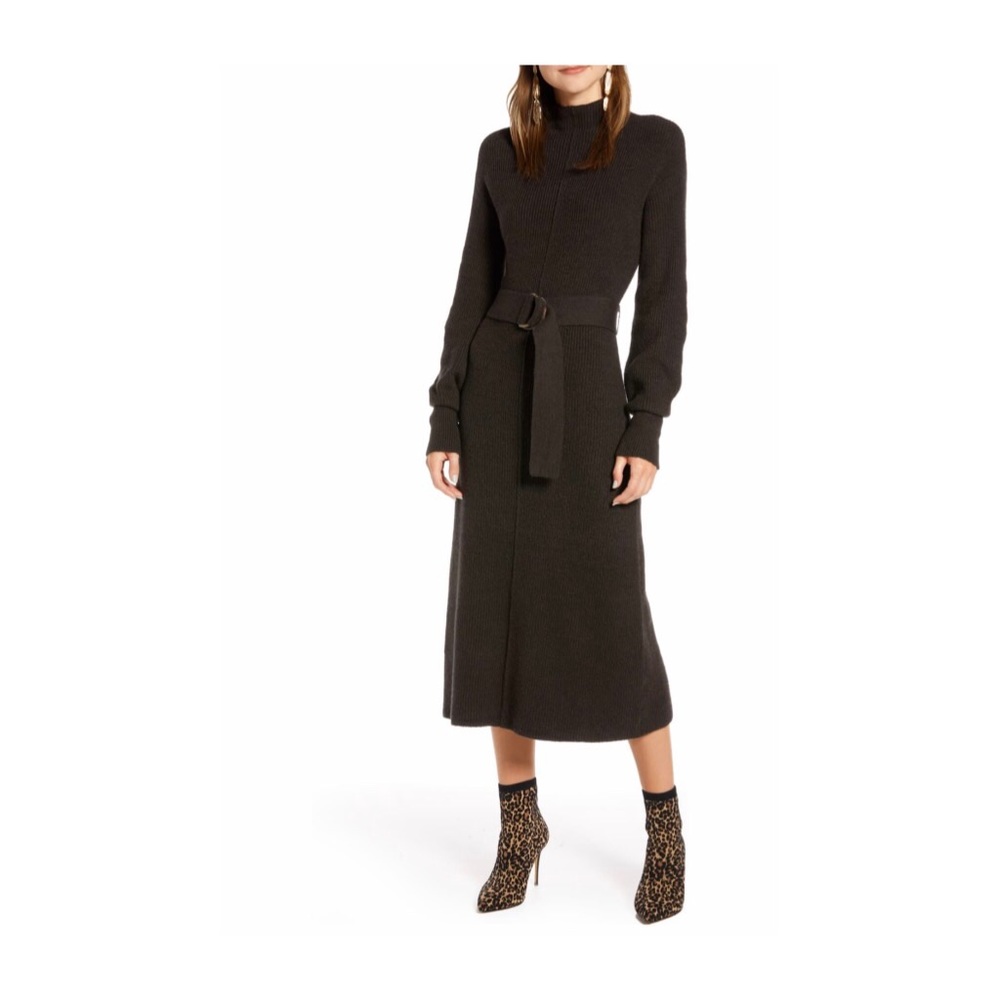 Something Navy Rib Long Sleeve Sweater Dress